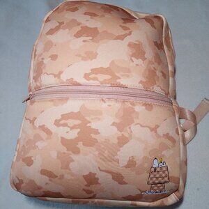Peanuts Snoopy & Woodstock Peach Camo Backpack Book bag 16"H 12"W New with Tags